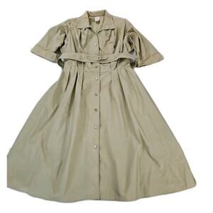 Unbranded Vintage Womens Dress Tan Size 22 1/2 Polyester Blend 1/2 Sleeve Belted